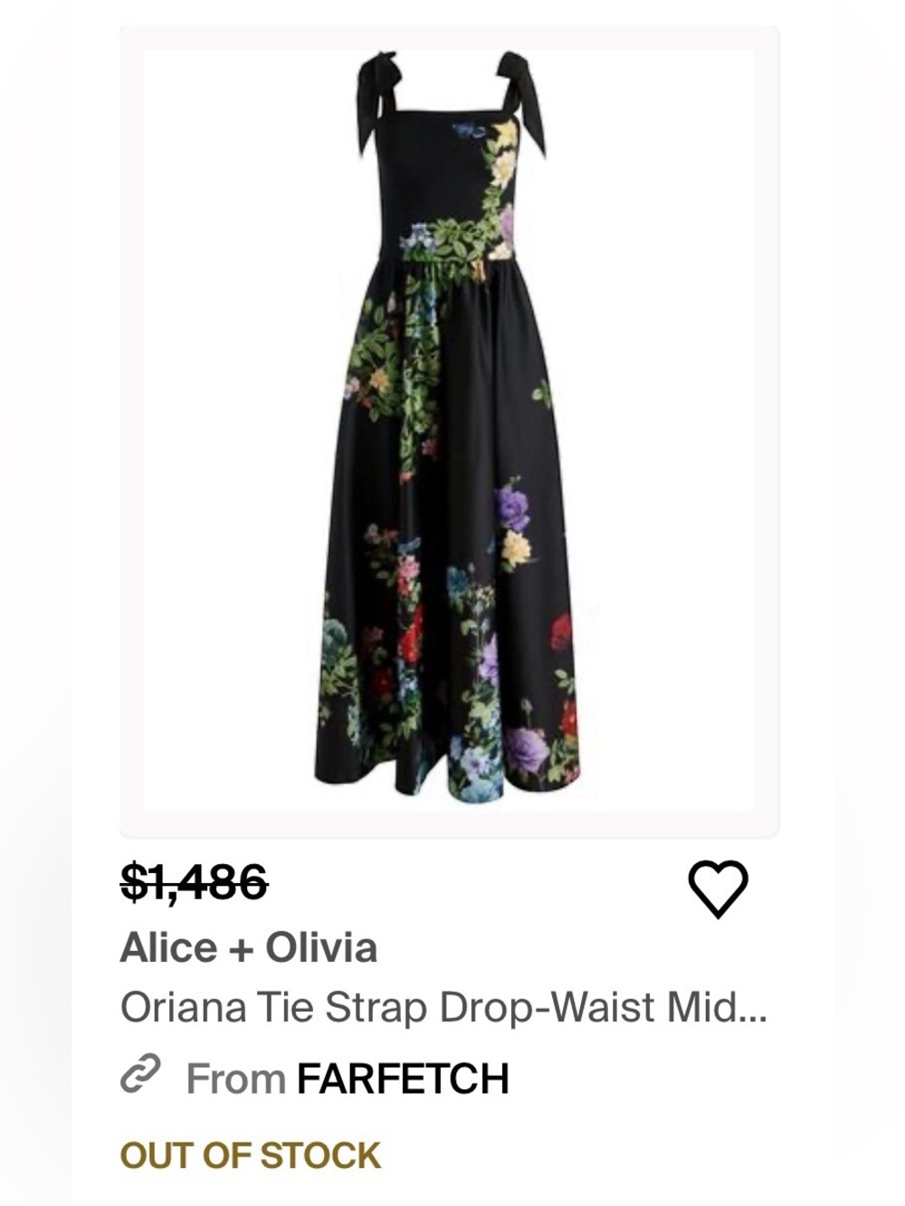 NWT Alice + Olivia Oriana Drop Waist Venus Floral Dress Size 2 - Picture 12 of 12